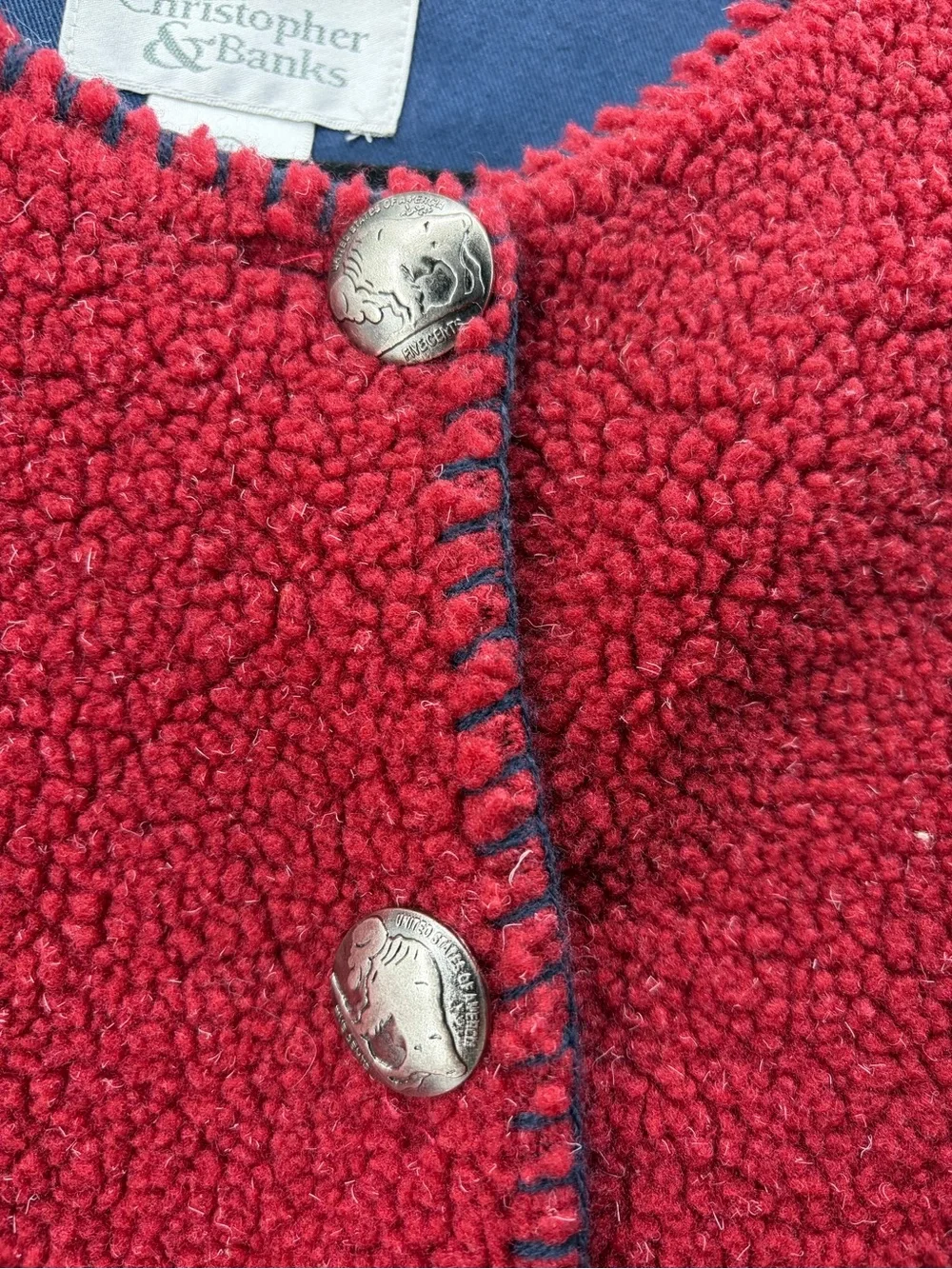 Vintage Christopher & Banks USA Flag Patriotic American Fleece, Y2k, Size XL - Picture 3 of 9